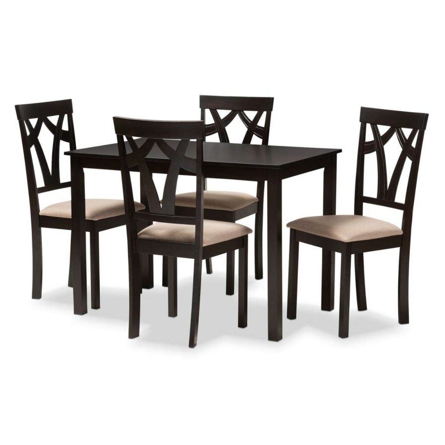 Dining Table Sets * | Wholesale Rectangle Baxton Studio Sylvia 5 Piece Contemporary Dining Set