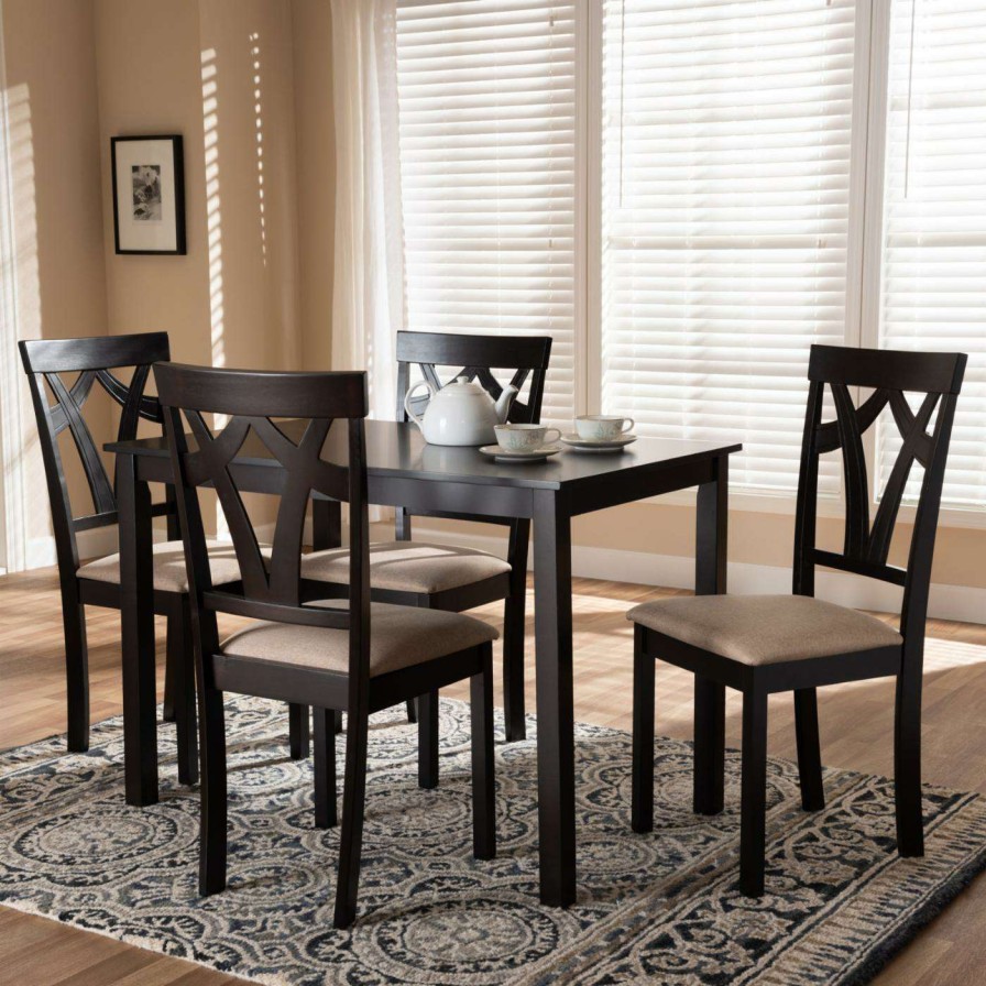 Dining Table Sets * | Wholesale Rectangle Baxton Studio Sylvia 5 Piece Contemporary Dining Set