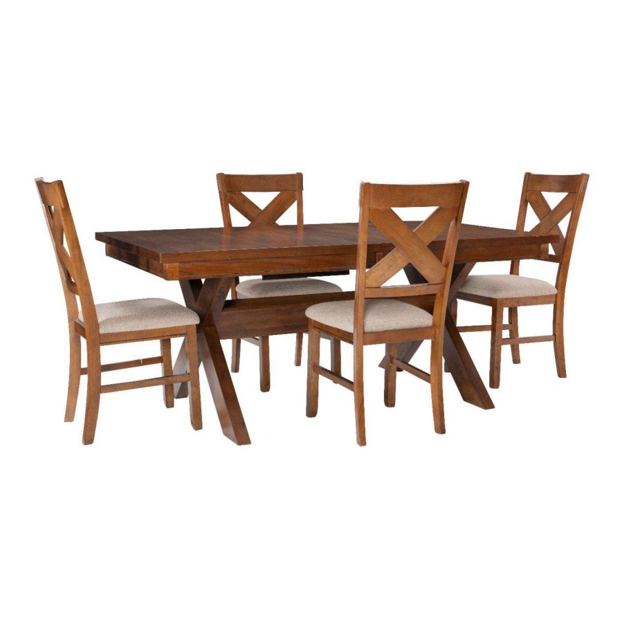 Dining Table Sets * | Best Pirce Rectangle Powell Kraven 5-Piece Dining Set Dark Hazelnut