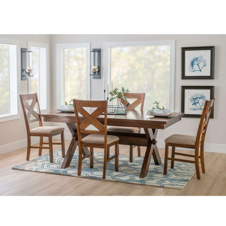 Dining Table Sets * | Best Pirce Rectangle Powell Kraven 5-Piece Dining Set Dark Hazelnut