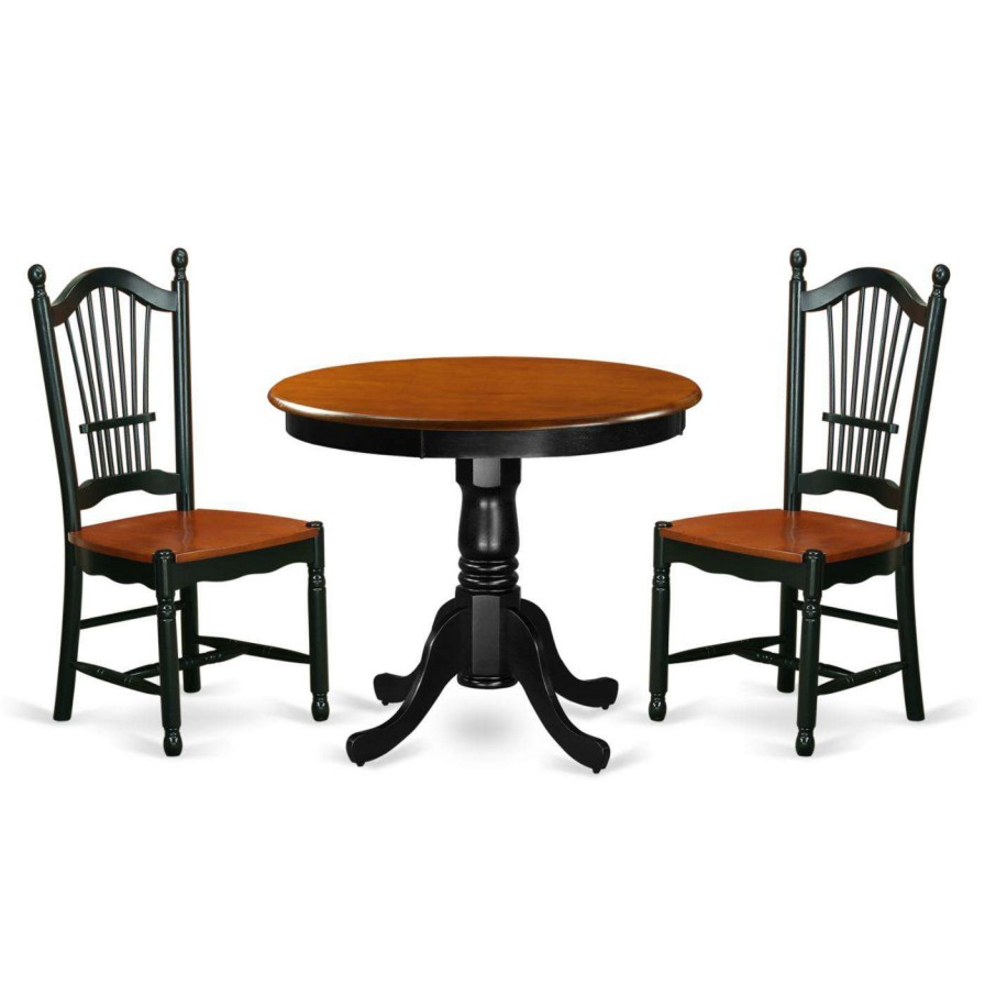 Dining Table Sets * | Top 10 East West Furniture Antique Ando3 Three Piece Round Pedestal Dining Set