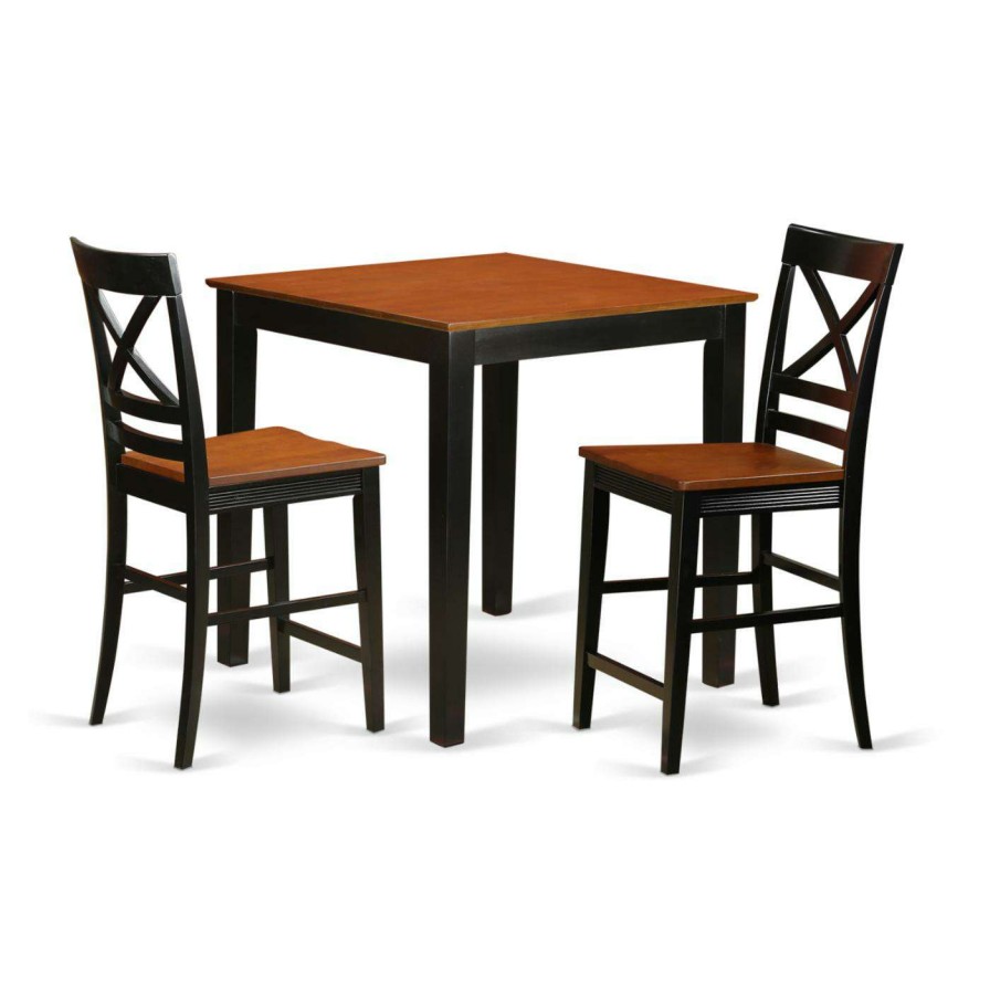 Dining Table Sets * | Best Pirce Square East West Furniture Pub 3 Piece Cross-And-Ladder Dining Table Set