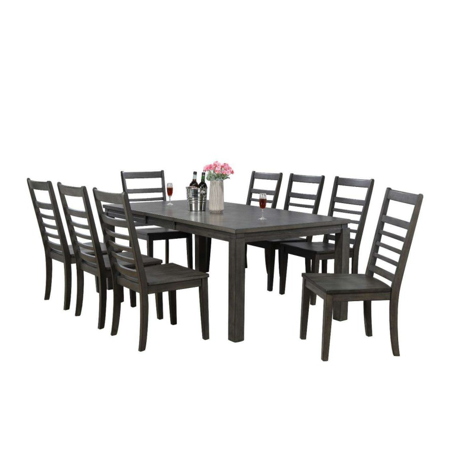 Dining Table Sets * | New Rectangle Sunset Trading Shades Of Gray 9 Piece Dining Table Set