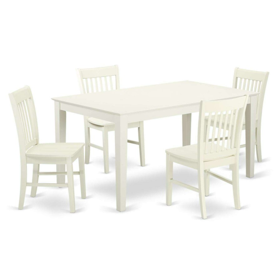 Dining Table Sets * | Best Pirce Rectangle East West Furniture Capri Cano5 Five Piece Dining Table Set