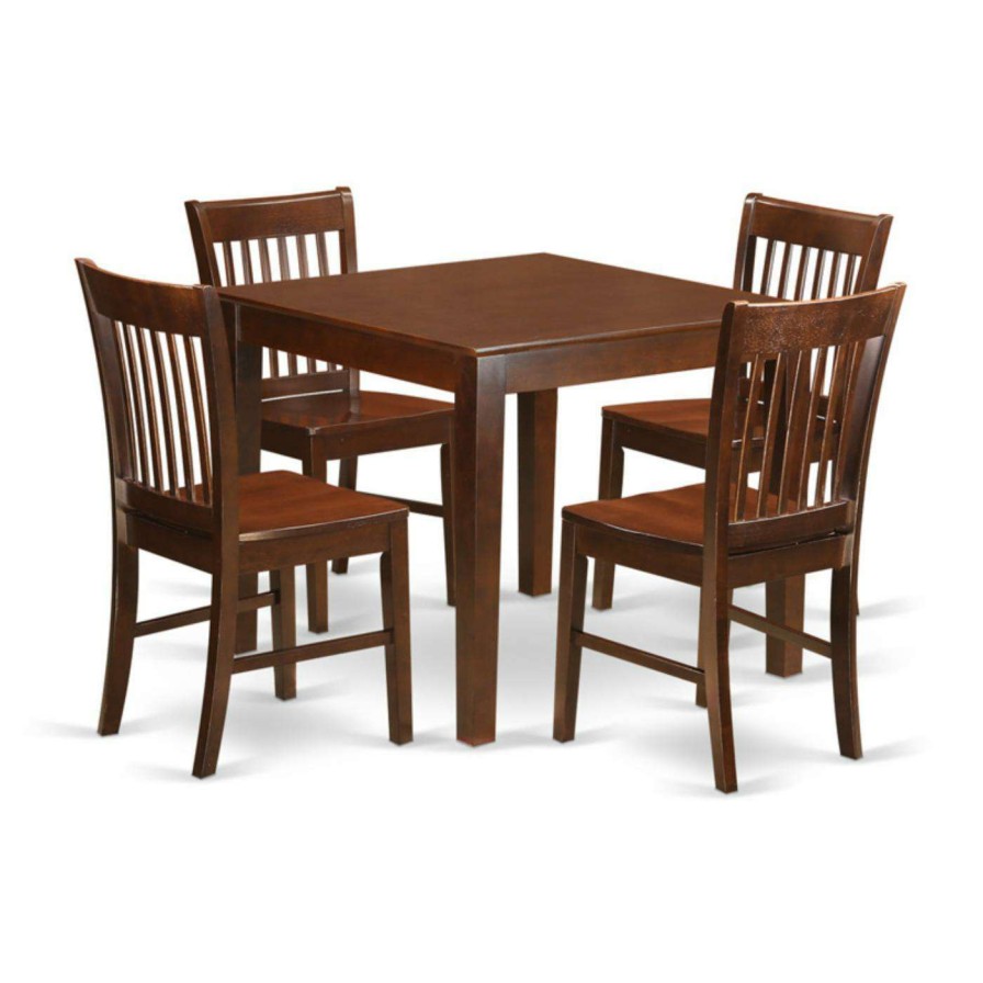 Dining Table Sets * | Best Deal Square East West Furniture 5 Piece Slat Back Breakfast Nook Dining Table Set