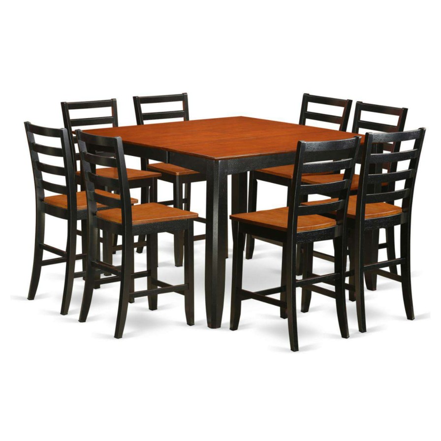 Dining Table Sets * | Best Deal Square East West Furniture Fairwinds 9 Piece Ladder Back Dining Table Set