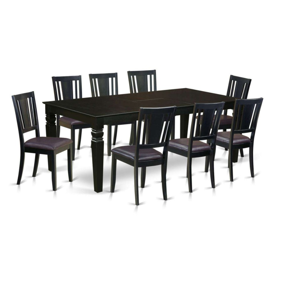 Dining Table Sets * | Best Sale Rectangle East West Furniture Logan 9 Piece Scotch Art Dining Table Set