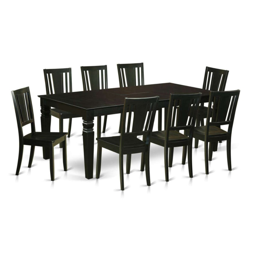 Dining Table Sets * | Best Sale Rectangle East West Furniture Logan 9 Piece Scotch Art Dining Table Set