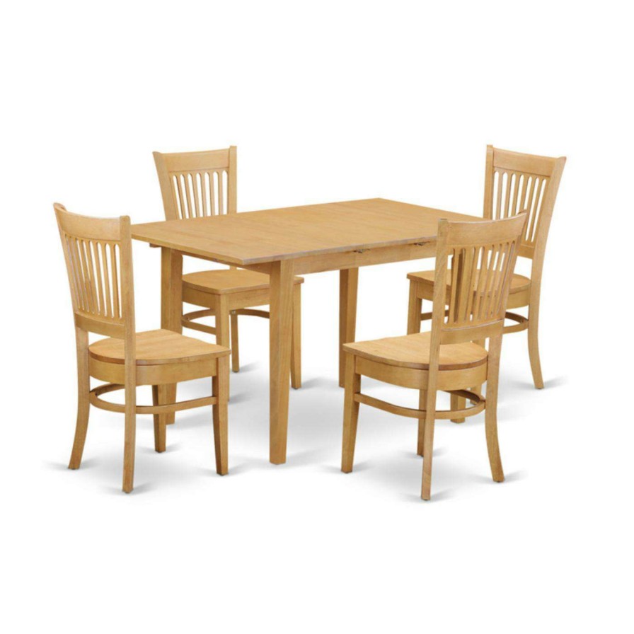 Dining Table Sets * | New Rectangle East West Furniture Norfolk 5 Piece Hepplewhite Modern Dining Table Set Wood