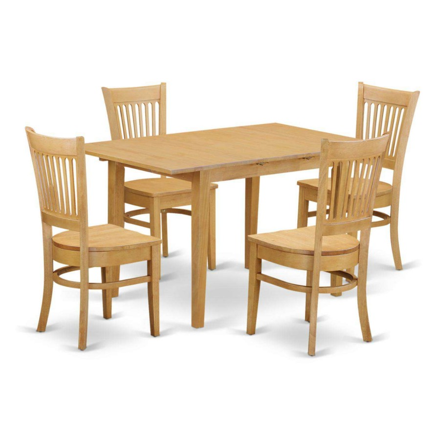 Dining Table Sets * | New Rectangle East West Furniture Norfolk 5 Piece Hepplewhite Modern Dining Table Set Wood