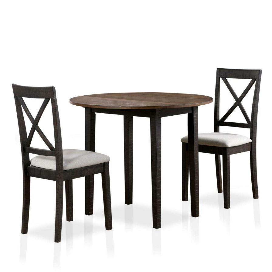 Dining Table Sets * | Brand New Furniture Of America Delgor 3-Piece Round Dining Table Set