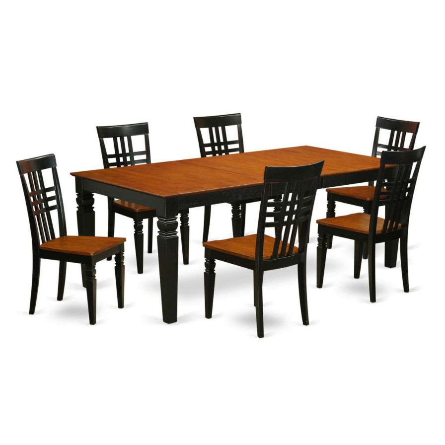 Dining Table Sets * | Wholesale Rectangle East West Furniture Logan 7 Piece Latticeback Dining Table Set