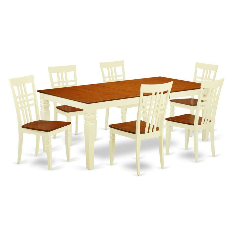 Dining Table Sets * | Wholesale Rectangle East West Furniture Logan 7 Piece Latticeback Dining Table Set