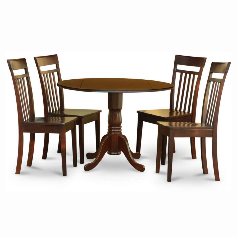 Dining Table Sets * | Discount Kitchen & Dinette Sets East West Furniture Dublin 5 Piece Drop Leaf Dining Table Set With Capri Wooden Seat Chairs