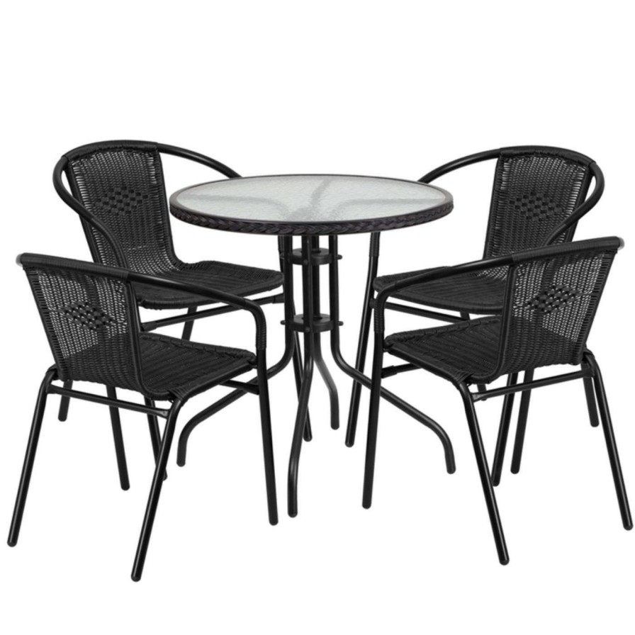 Dining Table Sets * | Promo Flash Furniture Aluminum 5-Piece Round Outdoor Bistro Set