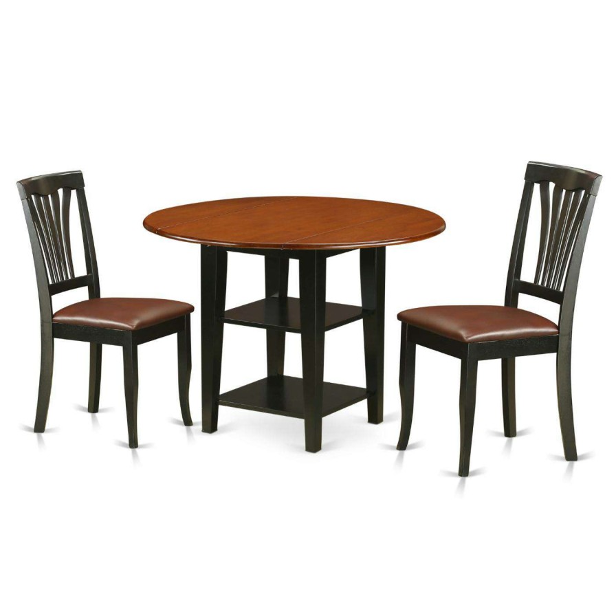 Dining Table Sets * | Wholesale East West Furniture Sudbury 3 Piece Round Dual Drop Leaf Dining Table Set