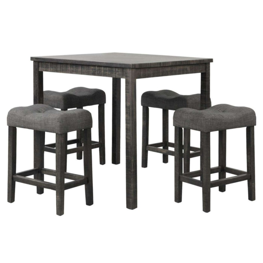 Dining Table Sets * | Deals Square Best Master Furniture Camille 5 Piece Counter Height Dinette Set Black Charcoal