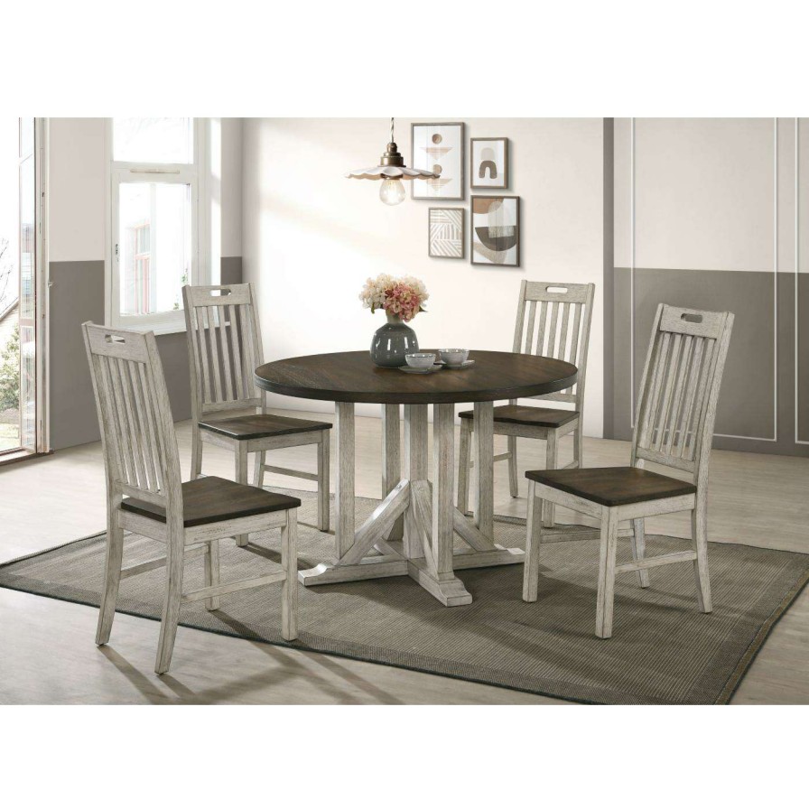 Dining Table Sets * | New Furniture Of America Eckerty 5-Piece Round Dining Table Set