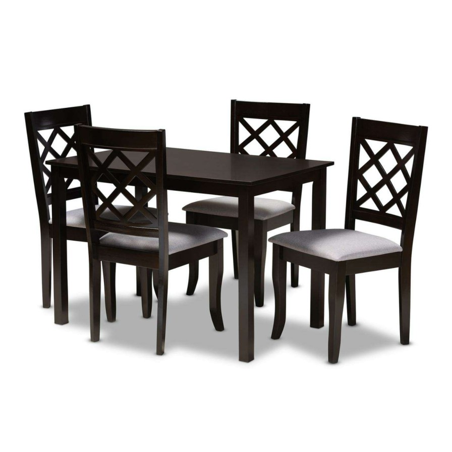 Dining Table Sets * | Buy Rectangle Baxton Studio Verner 5 Piece Dining Table Set