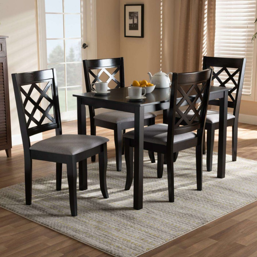 Dining Table Sets * | Buy Rectangle Baxton Studio Verner 5 Piece Dining Table Set