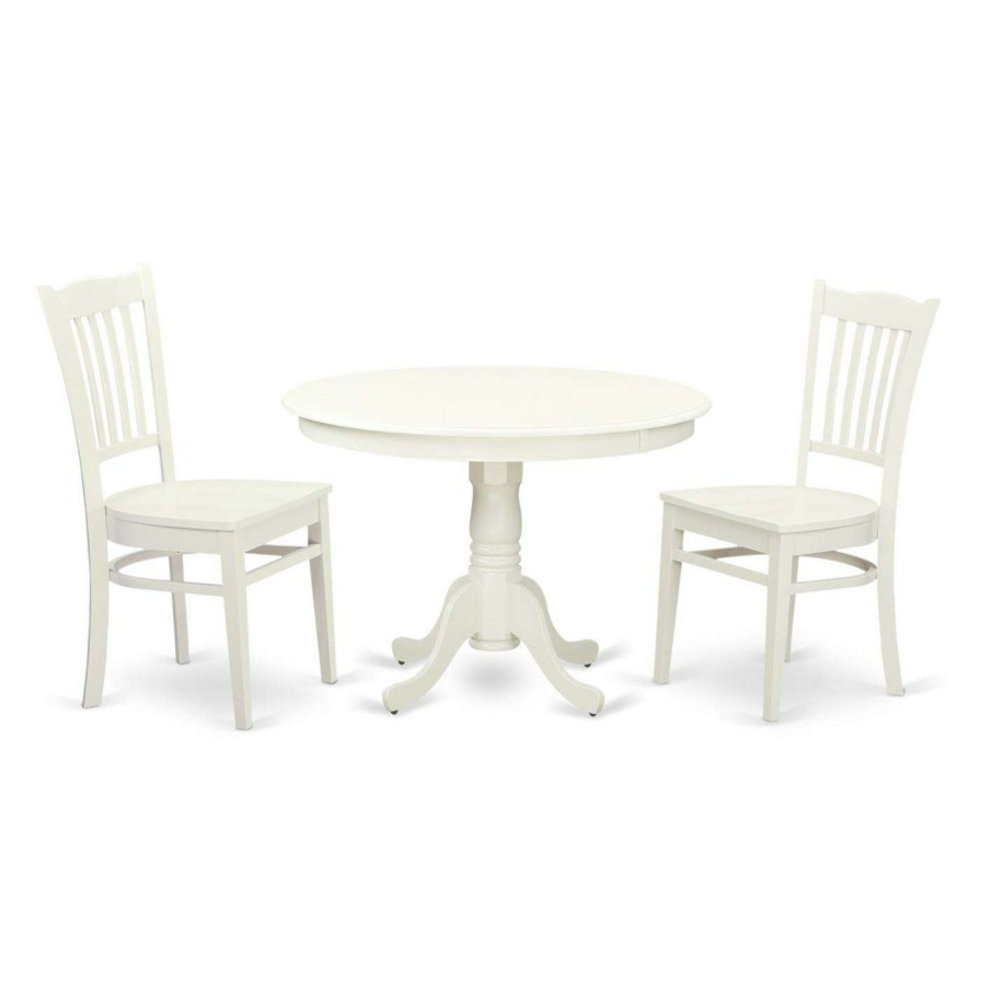 Dining Table Sets * | Hot Sale Round East West Furniture Hartland 3 Piece Comb Back Dining Table Set