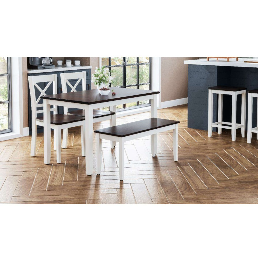 Dining Table Sets * | Best Deal Rectangle Jofran Asbury Park 4 Piece Solid Acacia Farmhouse Dining Set