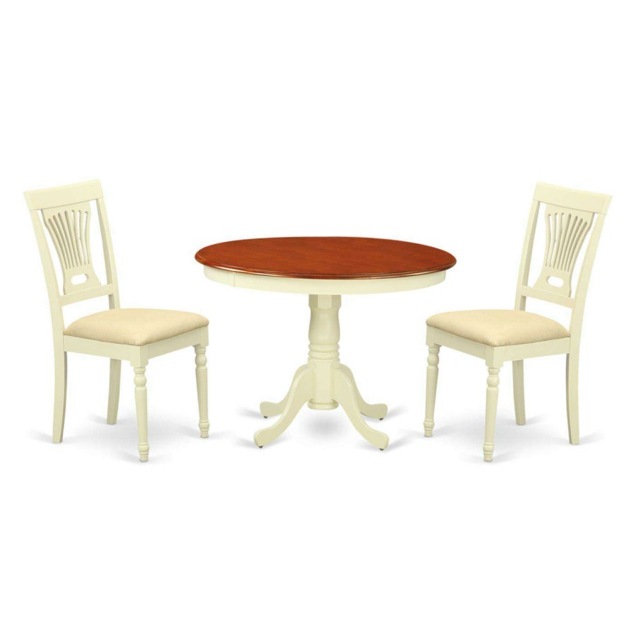 Dining Table Sets * | New Round East West Furniture Hartland 3 Piece Empire Dining Table Set