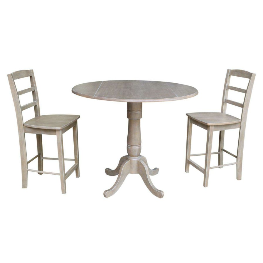 Dining Table Sets * | Outlet International Concepts Janice 3 Piece Round Pedestal Gathering Height Table Set