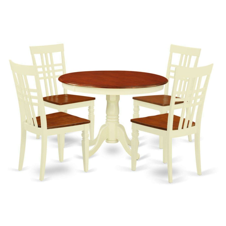 Dining Table Sets * | Outlet Casual Dining Sets East West Furniture Hartland 5 Piece Latticeback Dining Table Set