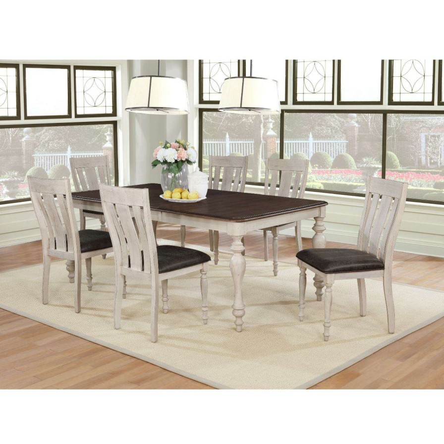 Dining Table Sets * | Brand New Rectangle Roundhill Furniture Arch Rectangular 7 Piece Dining Set