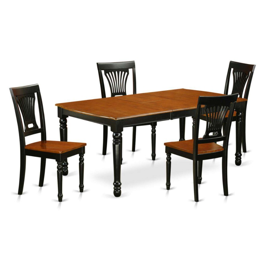 Dining Table Sets * | Discount Rectangle East West Furniture Dover Dopl5 Five Piece Extension Dining Table Set