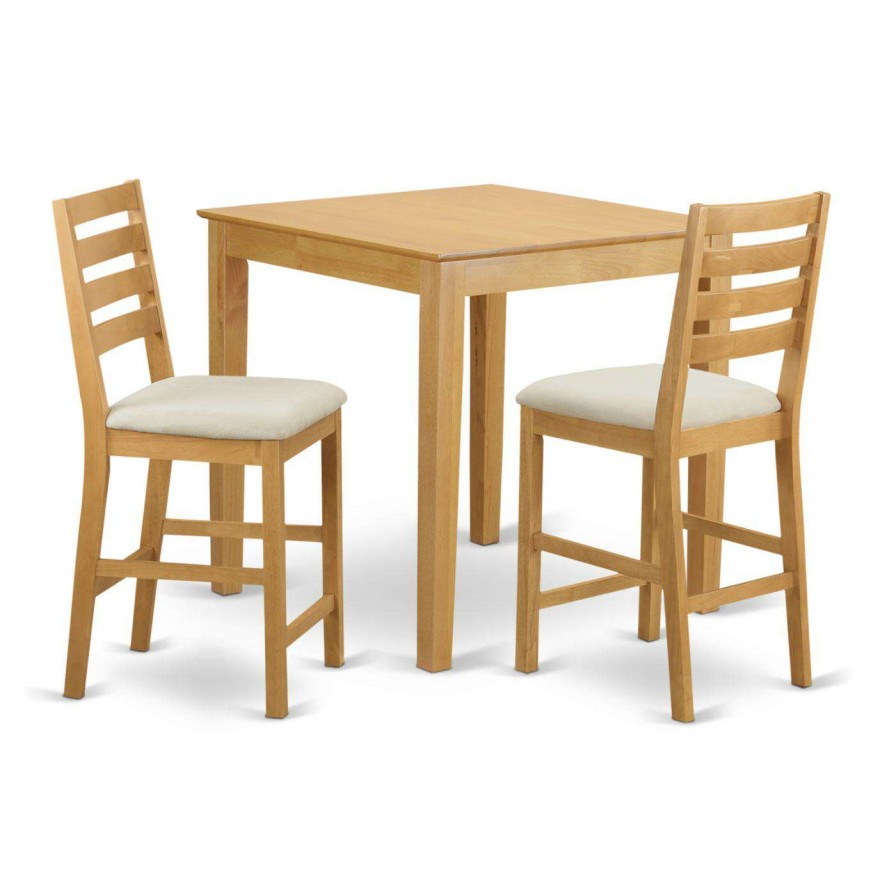 Dining Table Sets * | Cheapest Square East West Furniture Pub 3 Piece High Ladder Dining Table Set Wood