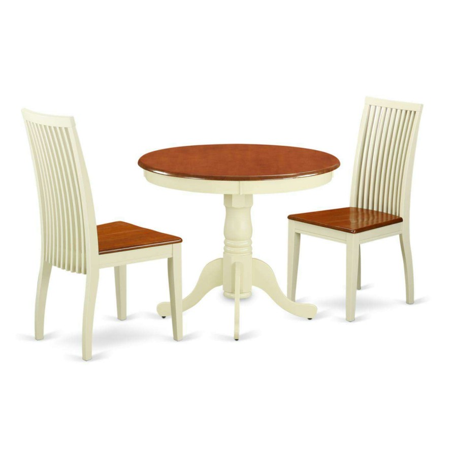 Dining Table Sets * | Flash Sale East West Furniture Antique Anip3 Three Piece Round Pedestal Dining Set