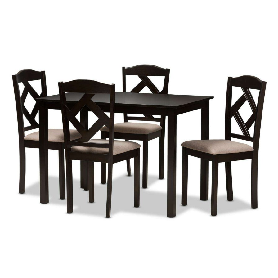 Dining Table Sets * | Deals Rectangle Baxton Studio Ruth 5 Piece Rectangular Dining Set