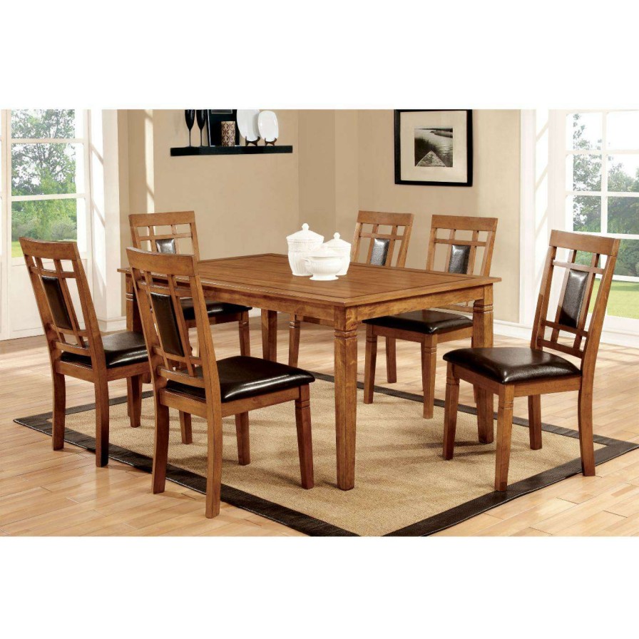 Dining Table Sets * | Top 10 Rectangle Furniture Of America Blandford 7 Piece Wood Dining Table Set