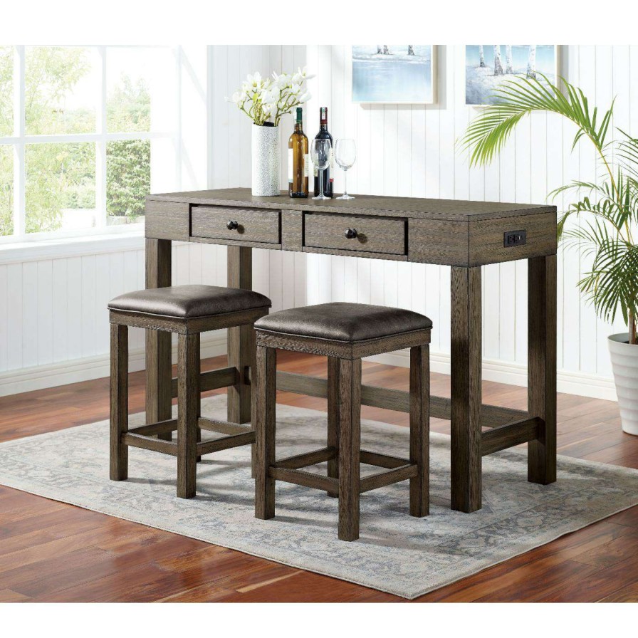 Dining Table Sets * | Best Deal Rectangle Furniture Of America Luff 3-Piece Counter Height Table Set