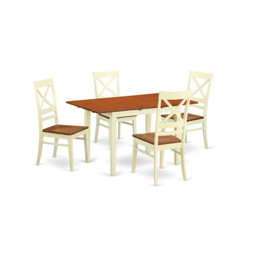 Dining Table Sets * | Brand New Rectangle East West Furniture Norfolk 5 Piece Cross-And-Ladder Dining Table Set