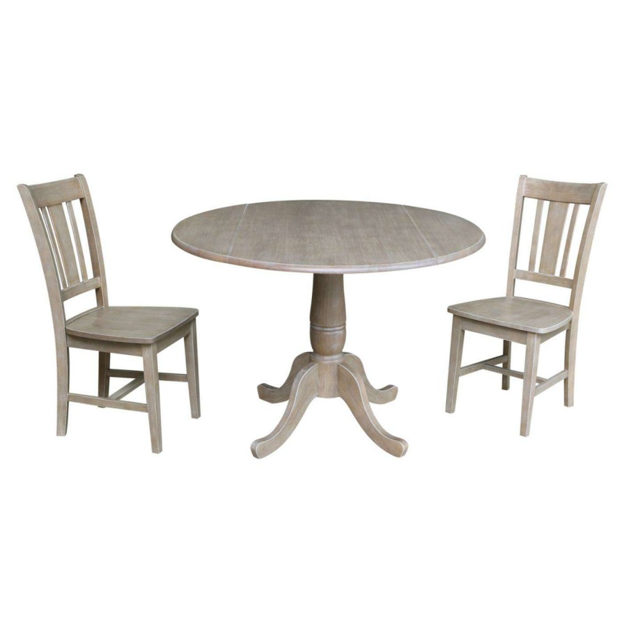 Dining Table Sets * | Budget International Concepts Jordan 3 Piece Round Pedestal Table With 2 Chairs