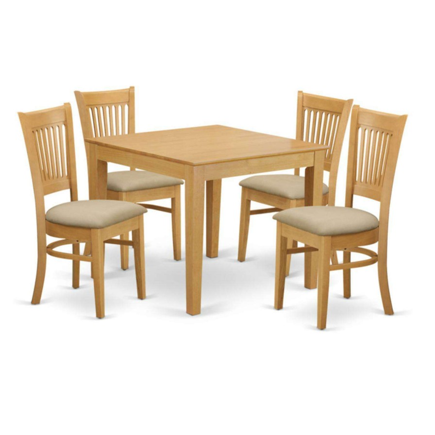 Dining Table Sets * | Top 10 Square East West Furniture 5 Piece Hepplewhite Modern Breakfast Nook Dining Table Set