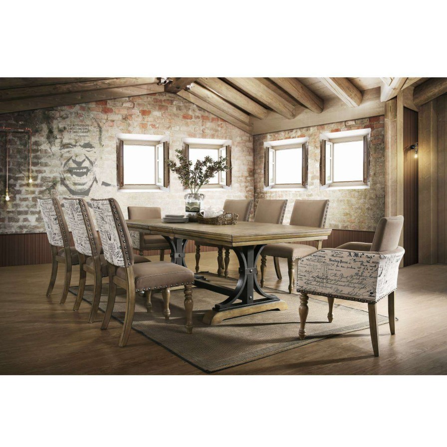 Dining Table Sets * | Promo Rectangle Roundhill Furniture Birmingham 9 Piece Butterfly Leaf Dining Table Set