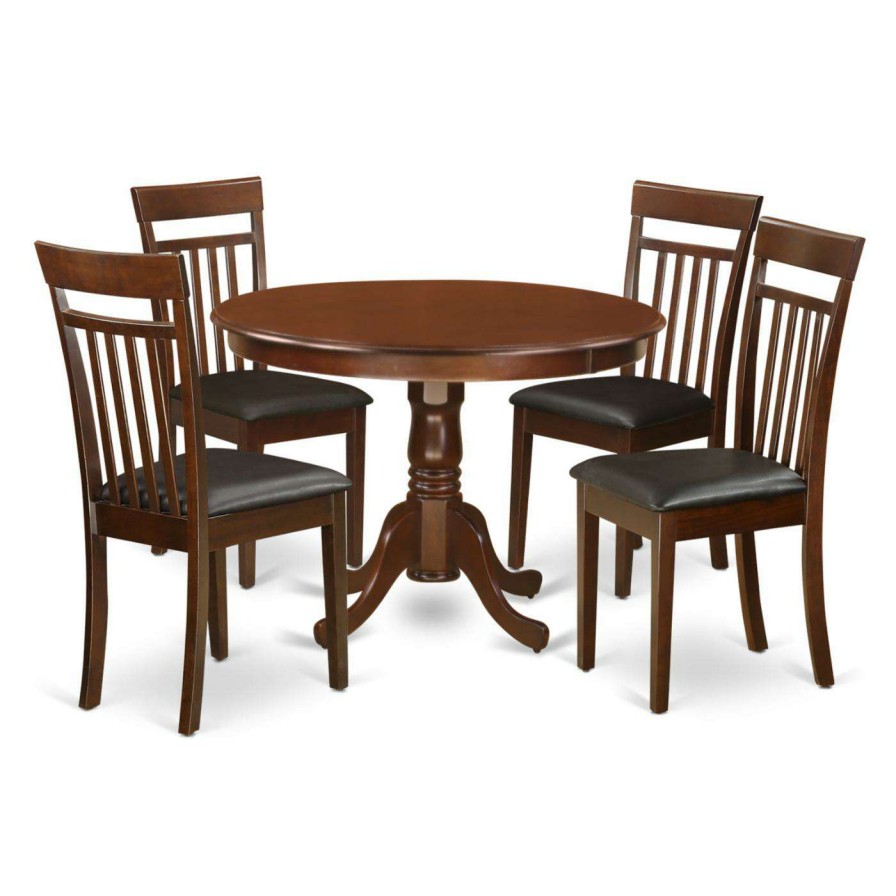 Dining Table Sets * | Best Reviews Of Round East West Furniture Hartland 5 Piece Sheraton Dining Table Set