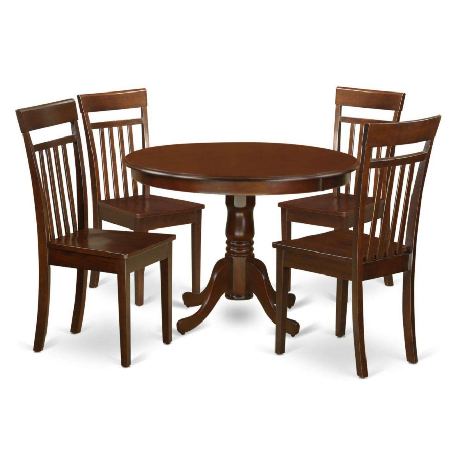 Dining Table Sets * | Best Reviews Of Round East West Furniture Hartland 5 Piece Sheraton Dining Table Set