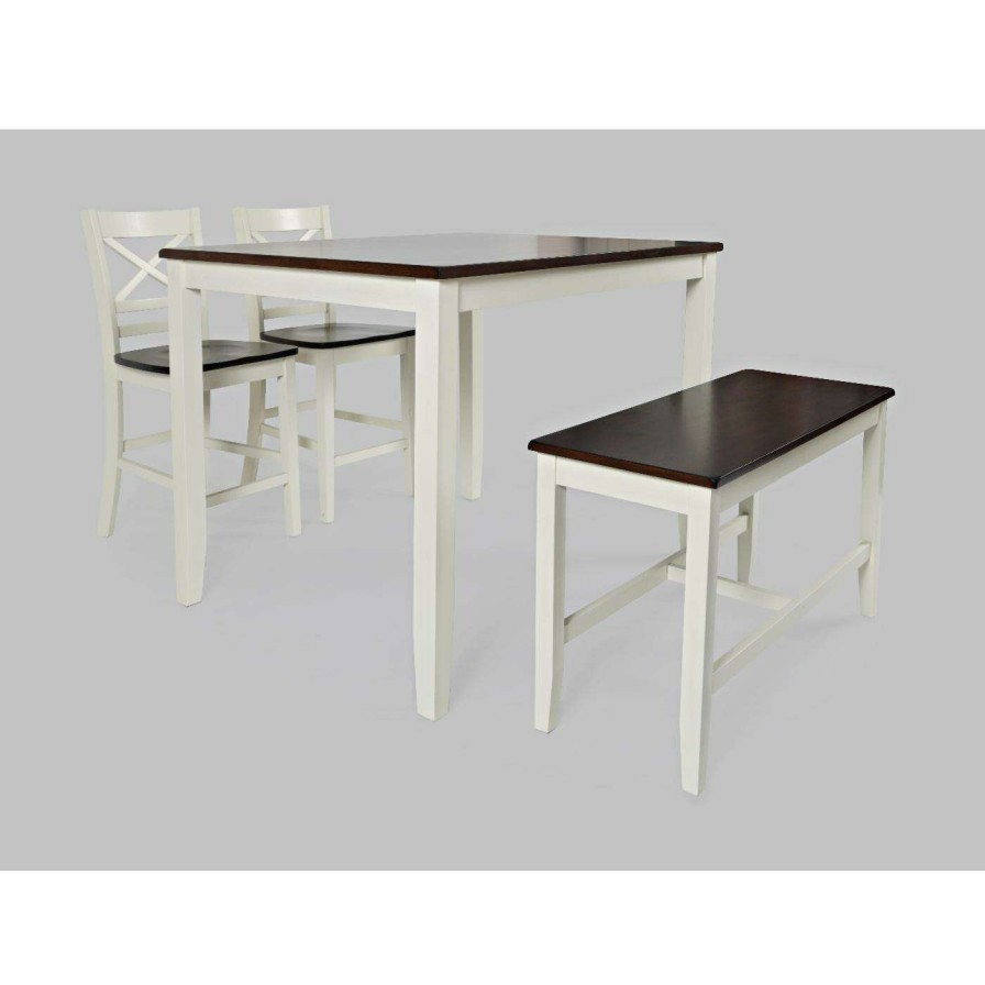 Dining Table Sets * | Hot Sale Rectangle Jofran Asbury Park 4 Piece Solid Acacia Farmhouse Counter Height Dining Set