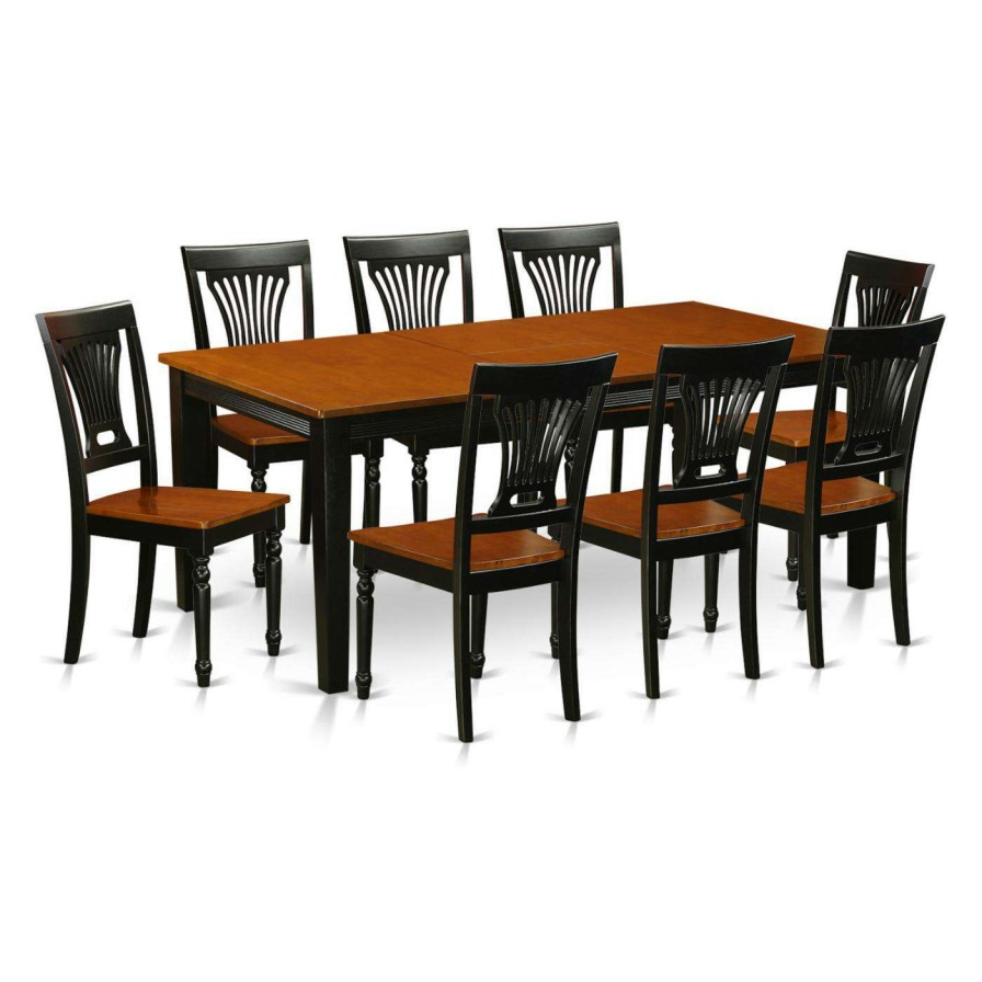 Dining Table Sets * | Best Deal Rectangle East West Furniture Quincy 9-Piece Empire Dining Table Set