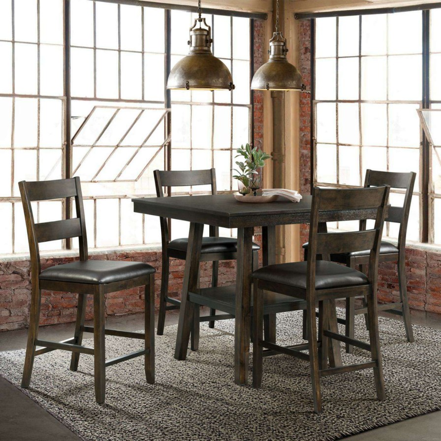 Dining Table Sets * | Buy Square Picket House Furnishings Reid 5 Piece Counter Height Dining Set