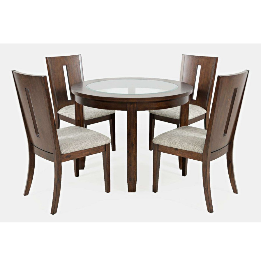 Dining Table Sets * | Deals Jofran Urban Icon 5 Piece Contemporary Round Upholstered Dining Set