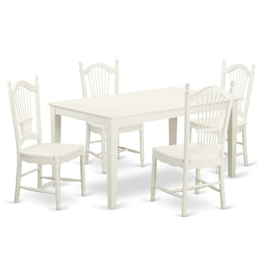 Dining Table Sets * | Wholesale Rectangle East West Furniture Capri Cado5 Five Piece Dining Table Set