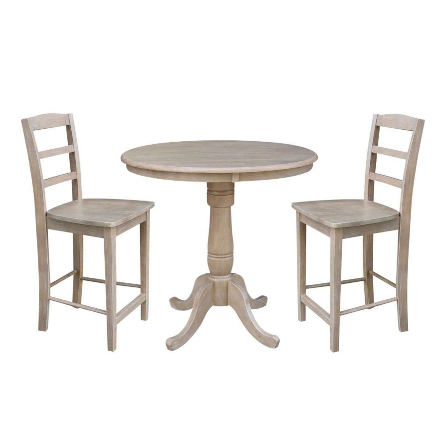 Dining Table Sets * | Flash Sale Round International Concepts 3 Piece Counter Height Dining Set