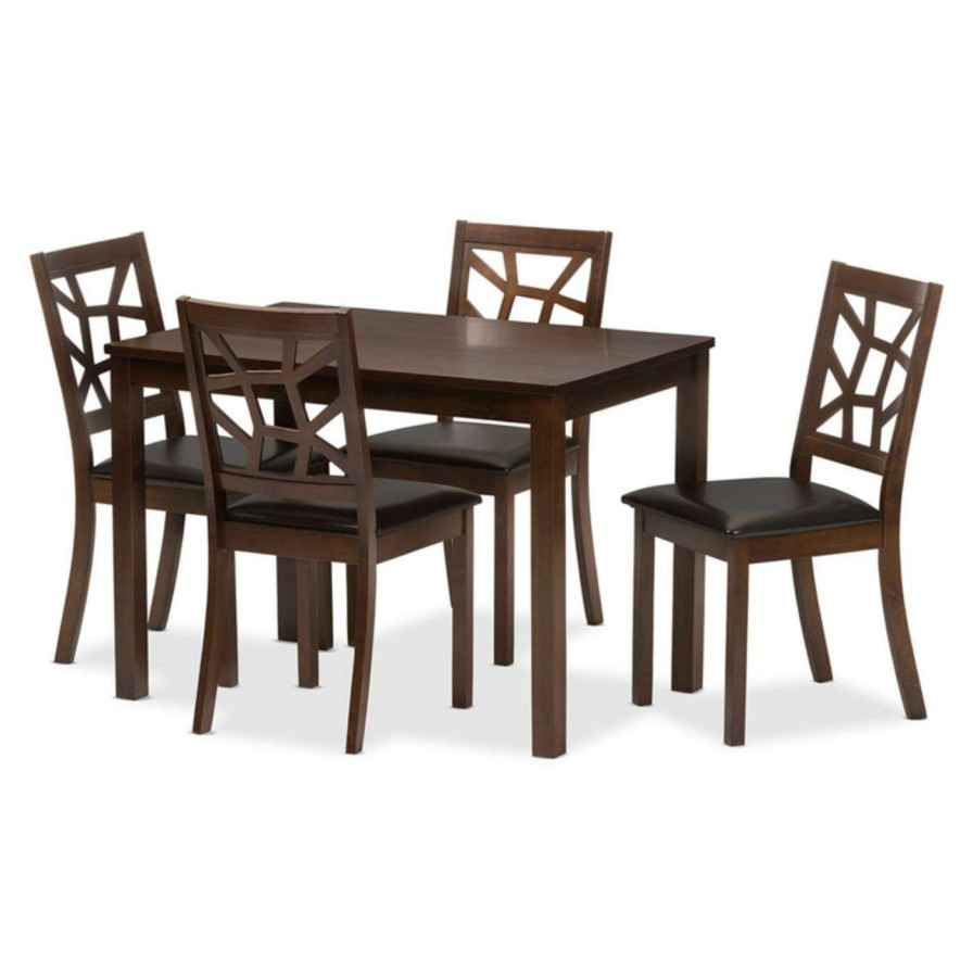 Dining Table Sets * | Flash Sale Rectangle Baxton Studio Mozaika 5 Piece Dining Table Set