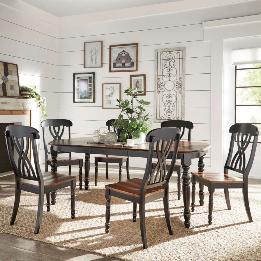 Dining Table Sets * | Outlet Rectangle Humblenest Homestead Distressed Two Tone 7 Piece Dining Set